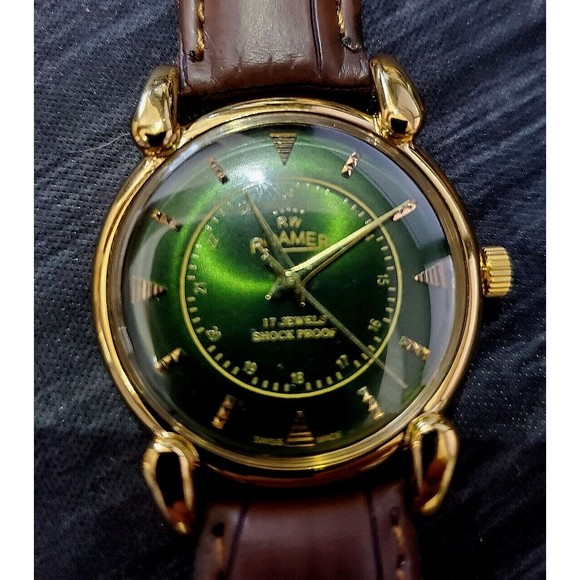 Rare Amazing Color Roamer Mechanical Swiss Watch Restored Serviced‎ GLD-GRN-BLK - Picture 3 of 11